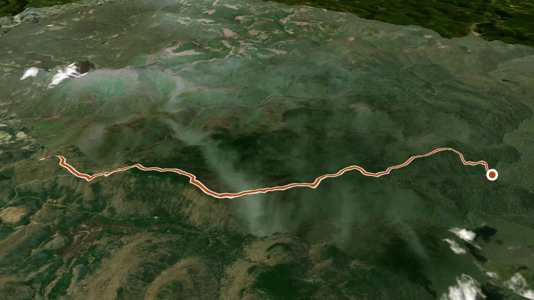 3-D terrain view of Kennison Mountain Trail