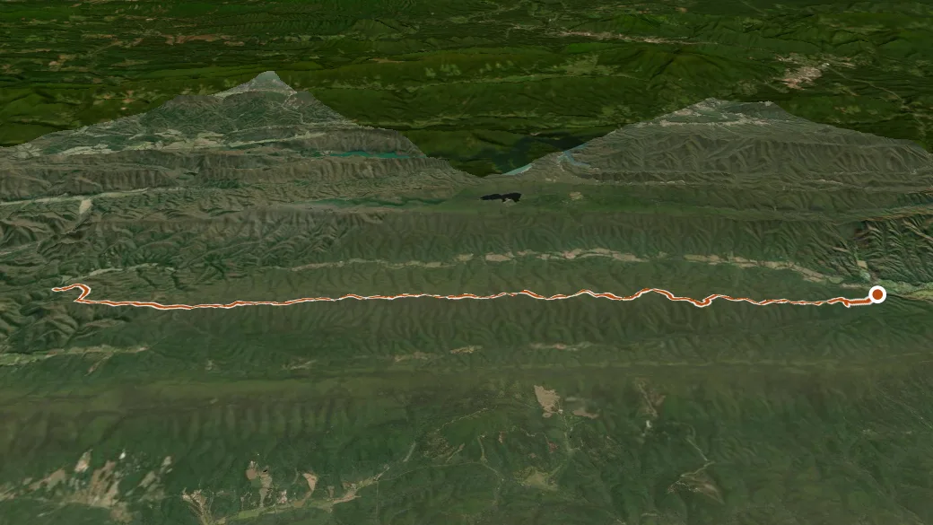 3-D terrain view of Middle Mountain Trail #608
