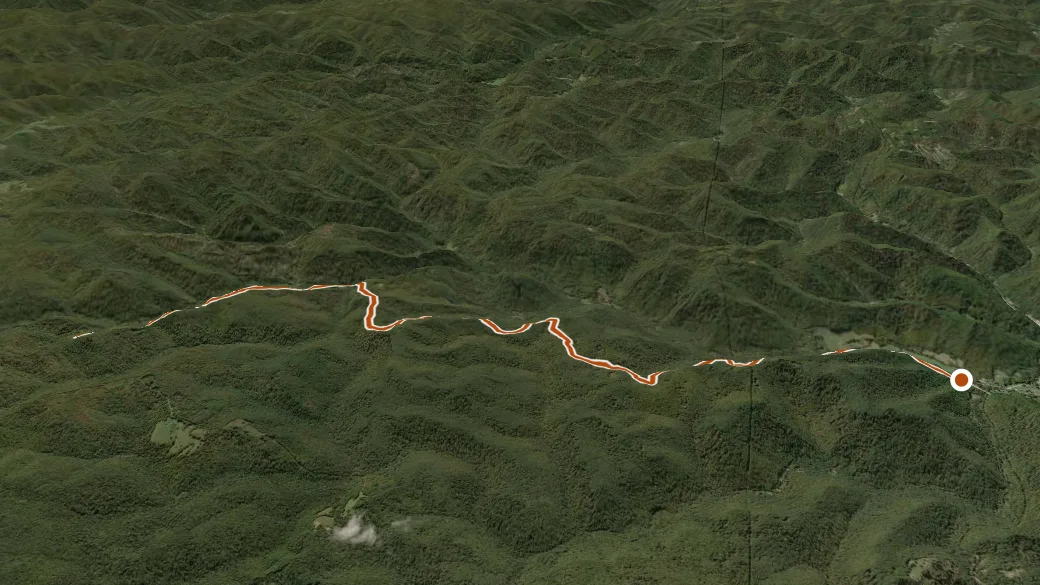 3-D terrain view of Ridge Road Trail