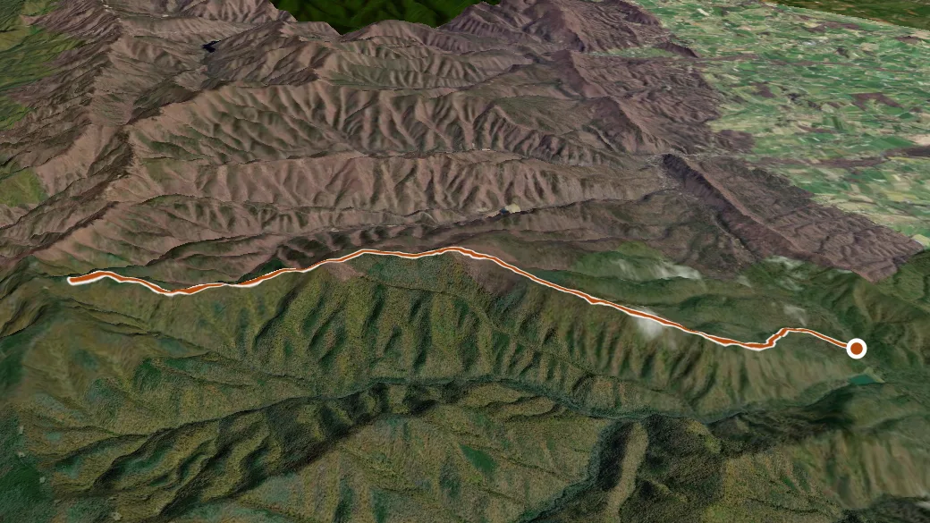3-D terrain view of Timber Ridge Trail