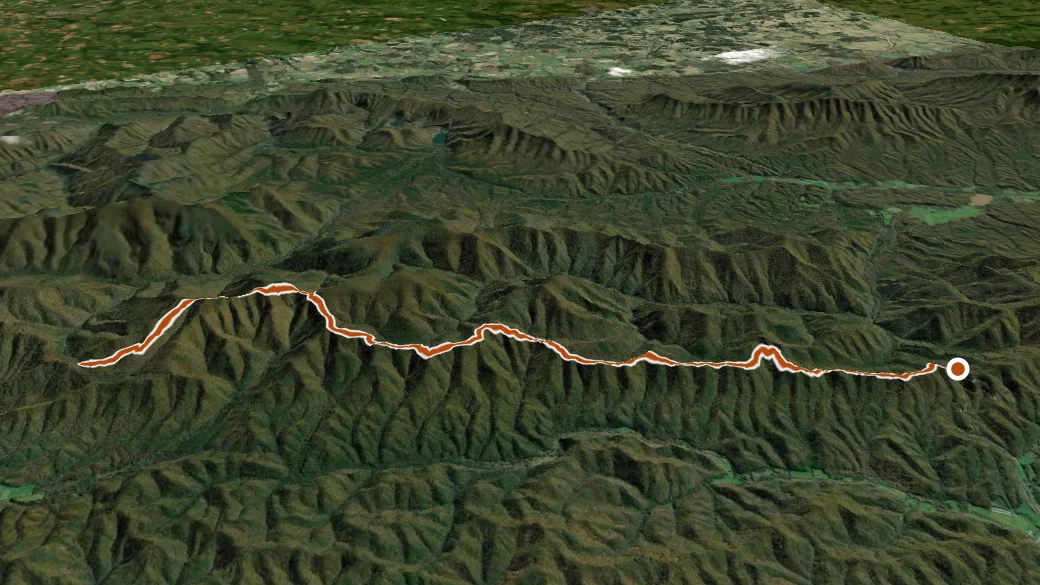 3-D terrain view of Shenandoah Mountain Trail