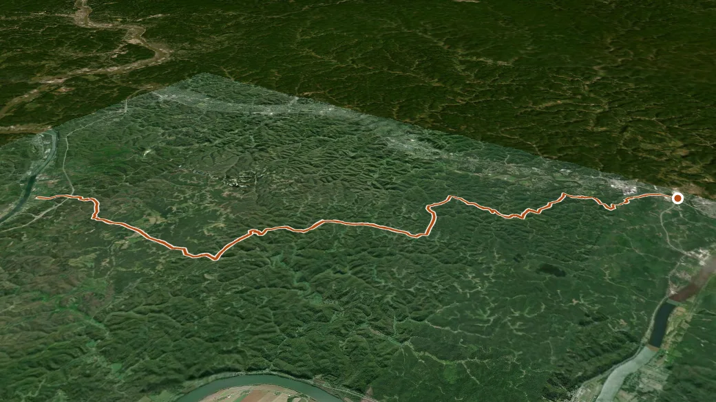 3-D terrain view of Kanawha Trace