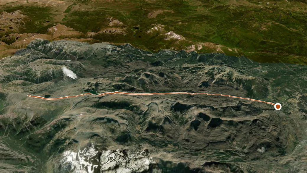3-D terrain view of Soda Fork Trail