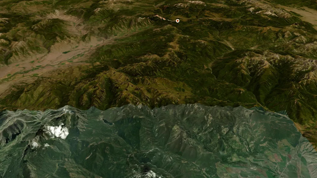 3-D terrain view of Sky Rim Trail