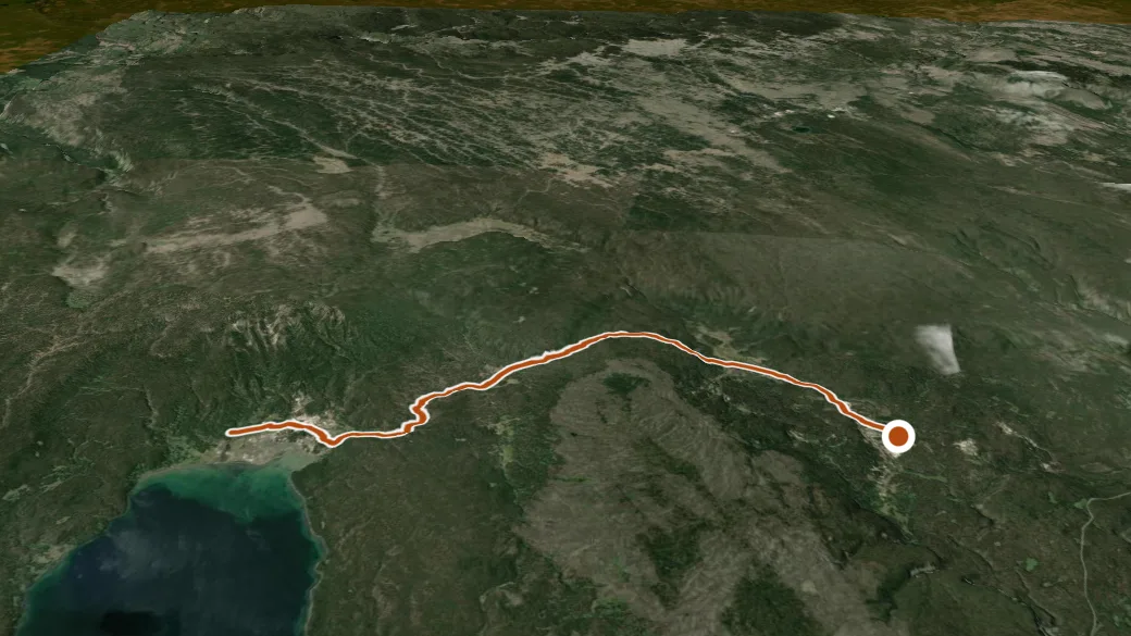 3-D terrain view of Shoshone Lake Trail