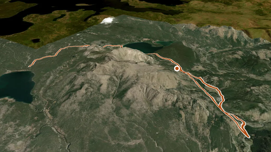 3-D terrain view of Heart Lake Trail