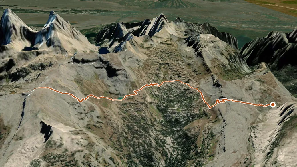 3-D terrain view of Teton Crest South