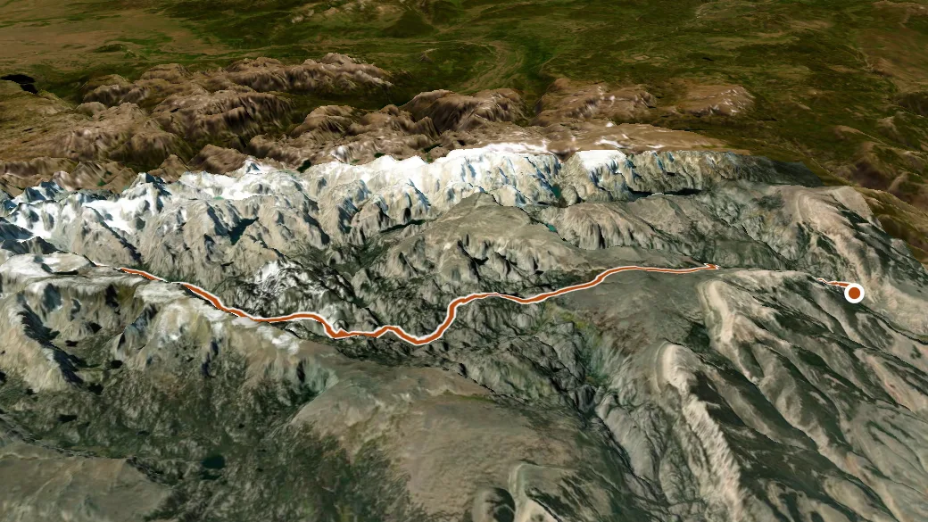 3-D terrain view of Glacier Trail