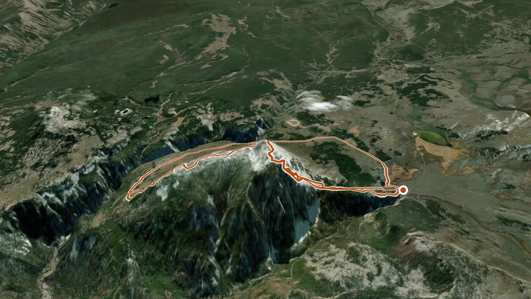 3-D terrain view of Bunsen Peak Trail