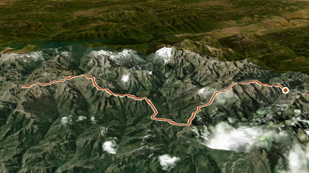 3-D terrain view of Divide Trail