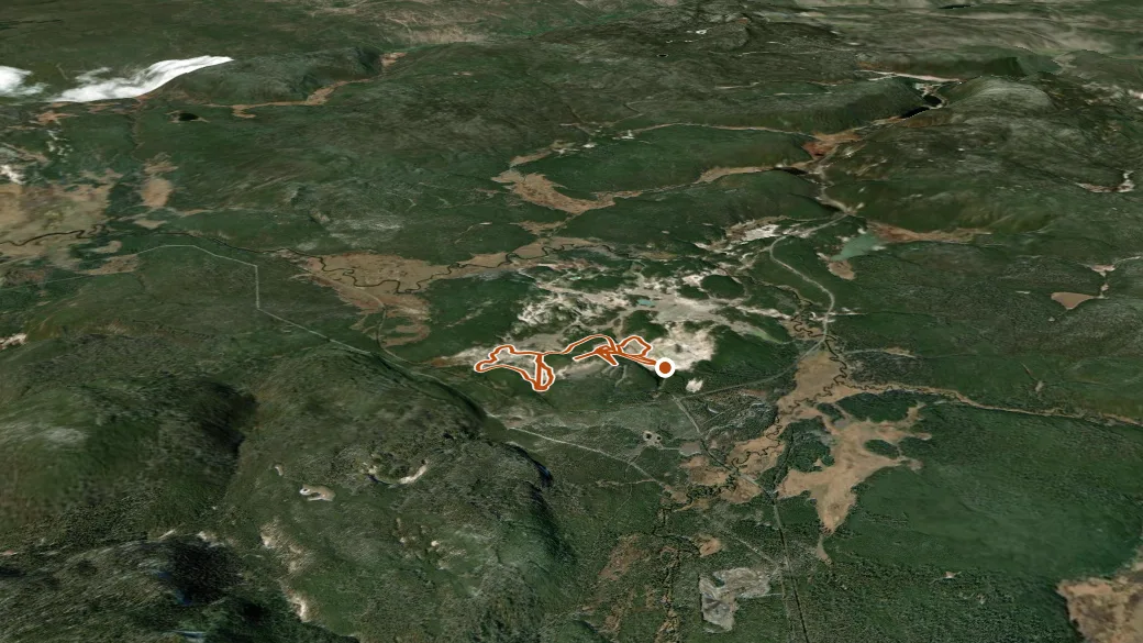 3-D terrain view of Norris Geyser Basin Trail
