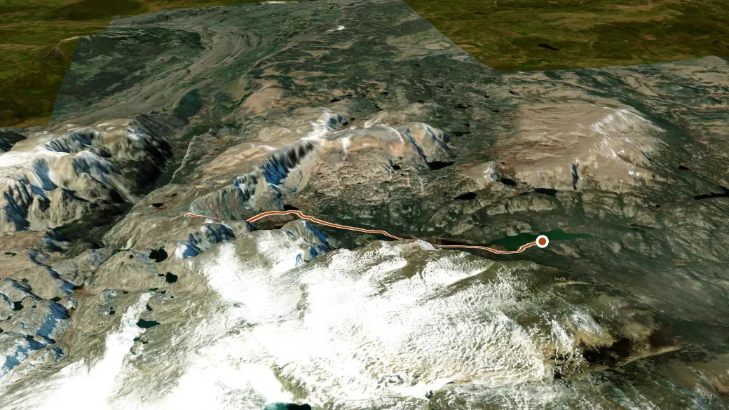 3-D terrain view of Sandra Lake