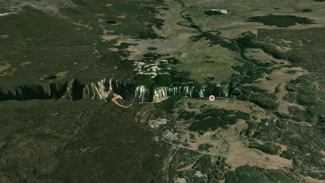 3-D terrain view of North Rim Trail