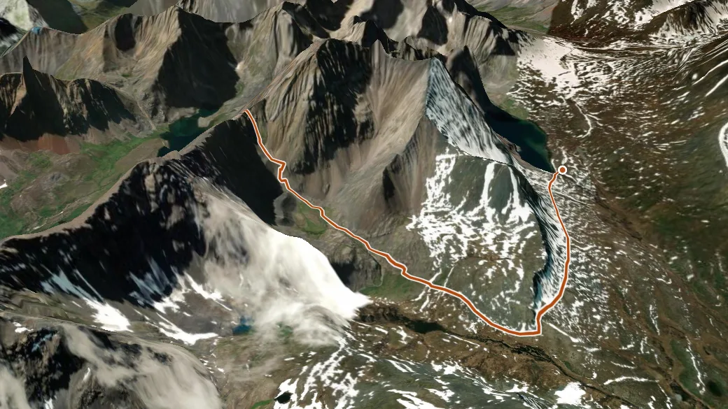 3-D terrain view of Divide Lake Trail