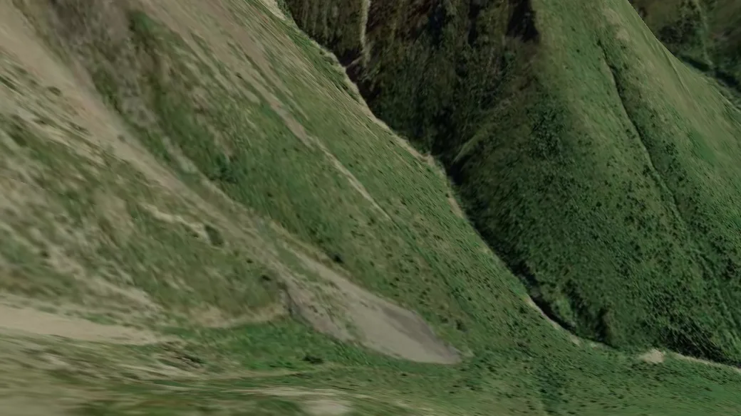 3-D terrain view of caribou moutain trail