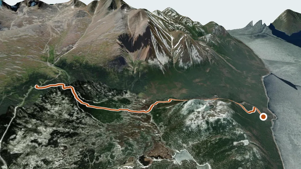 3-D terrain view of McDonald Creek Trail