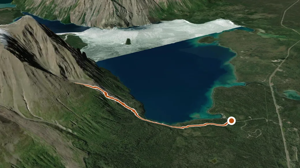 3-D terrain view of King's Throne Trail