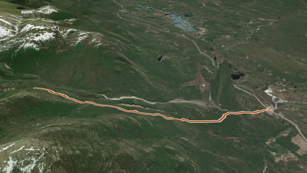 3-D terrain view of Mount Lorne Trail