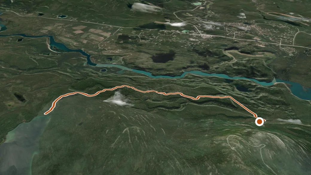 3-D terrain view of Cantlie Lake Trail