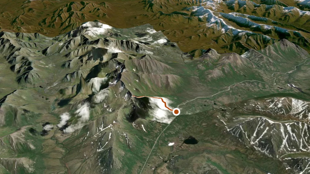 3-D terrain view of Angelcomb Peak