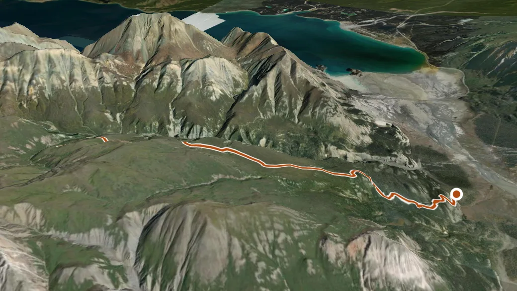3-D terrain view of Bullion Plateau path