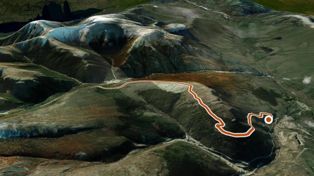 3-D terrain view of Sourdough Trail
