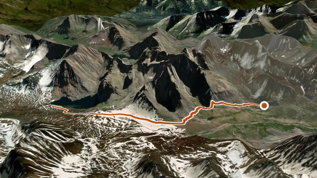 3-D terrain view of Talus Lake Trail