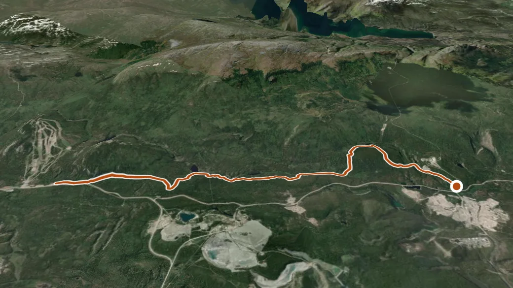 3-D terrain view of Trans Canada Trail