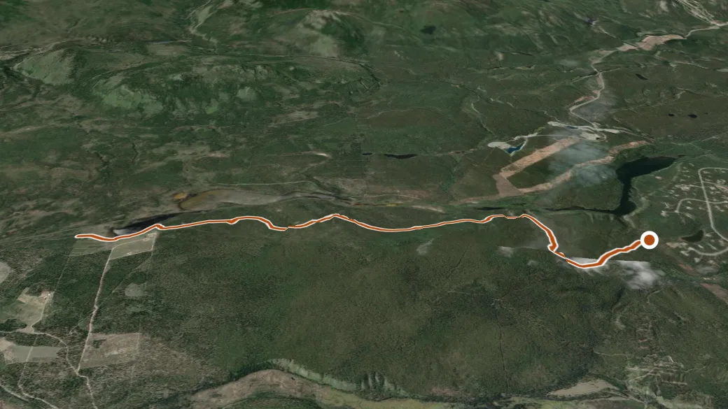 3-D terrain view of Mary Lake-Cowley Lakes Trail