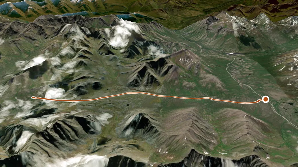 3-D terrain view of Hart River Trail
