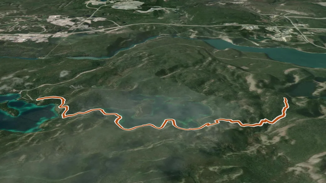 3-D terrain view of Lakes Trail